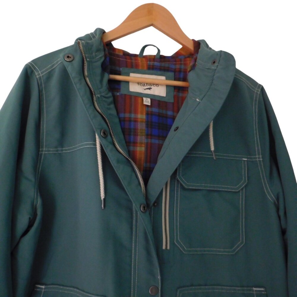 Toad & Co Forester Pass Parka Green Flannel Lined Pockets Size XL - Picture 3 of 10
